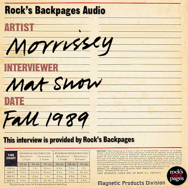 Morrissey Interview With Mat Snow, Fall 1989 album cover