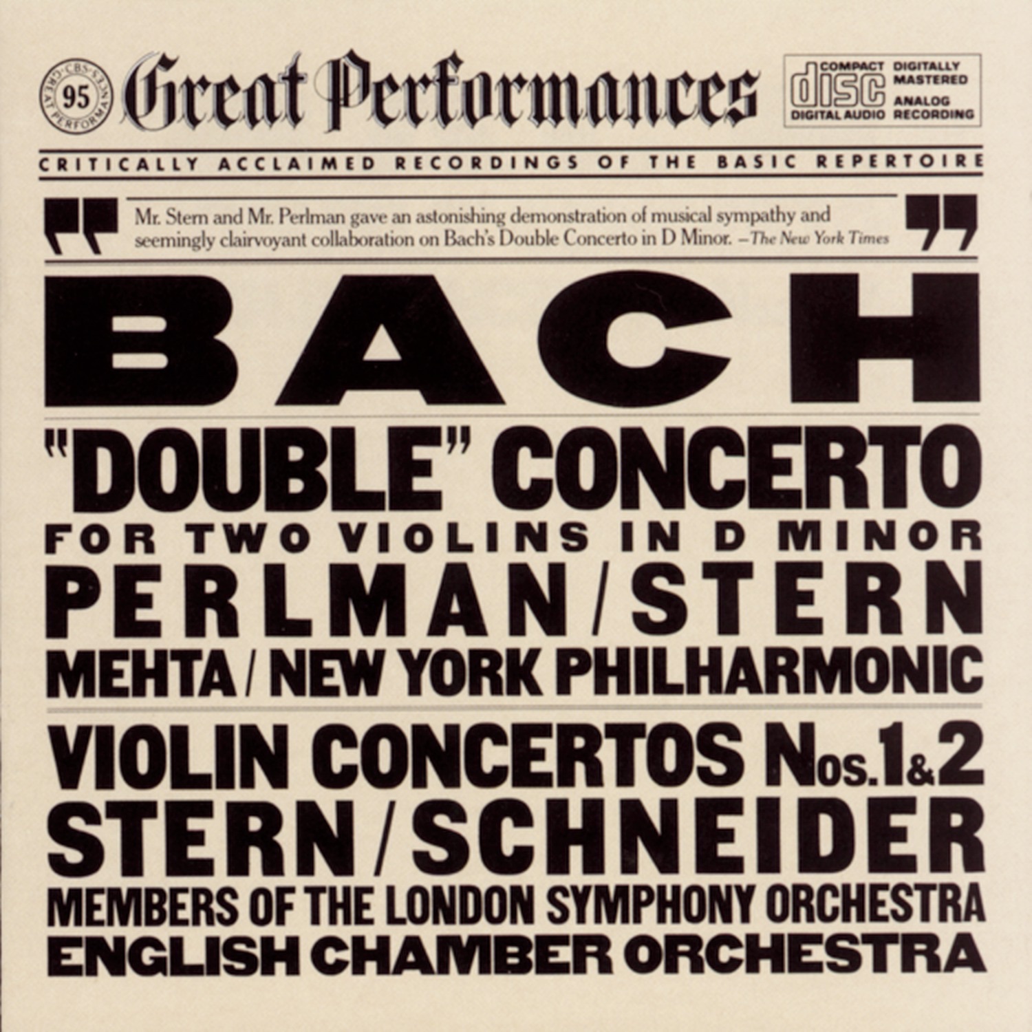 Bach: "Double" Concerto for Two Violins In D Minor & Violin Concertos Nos. 1 & 2 album cover