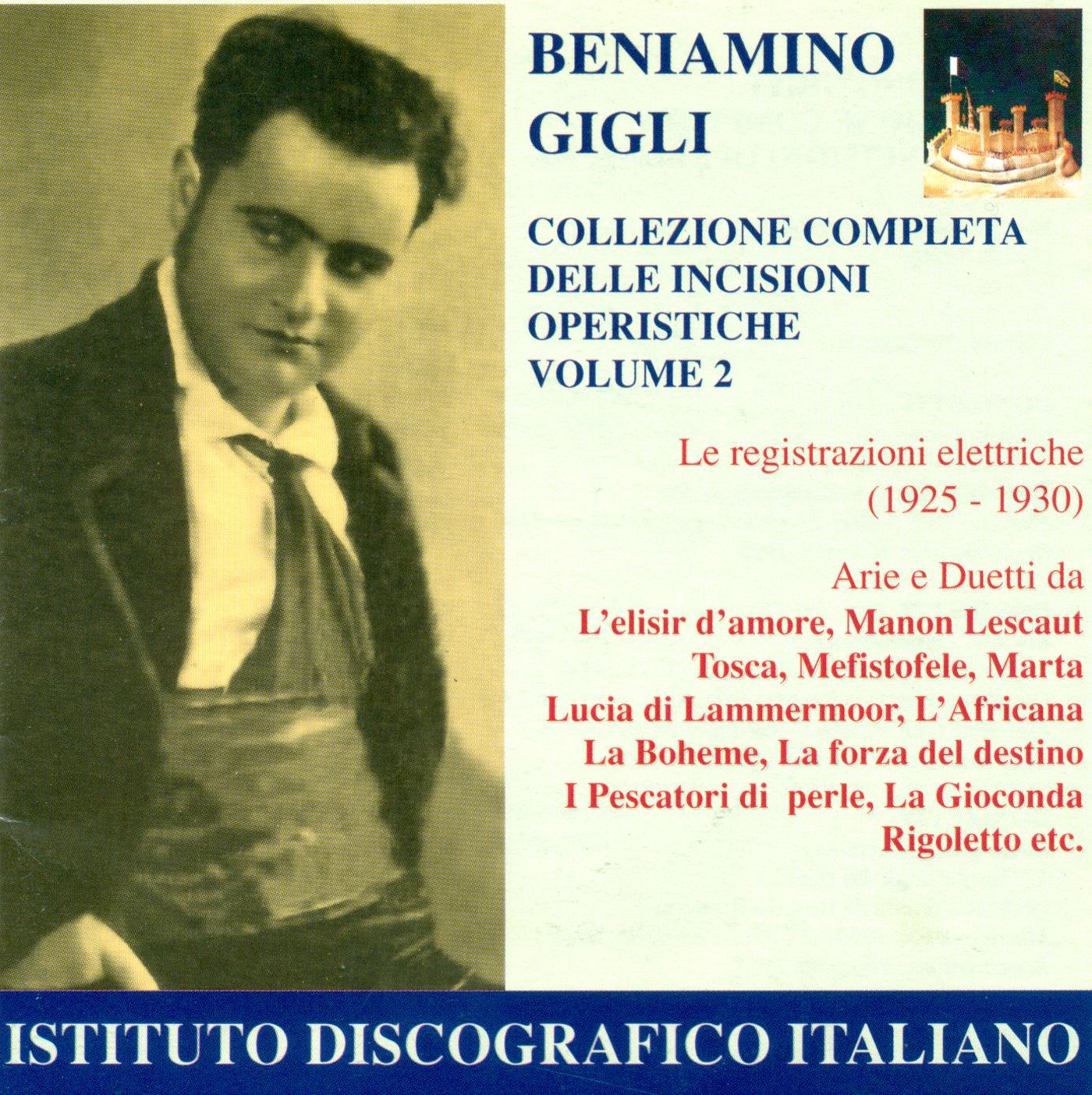 Opera Arias (Tenor): Gigli, Beniamino - Donizetti, G. - Puccini, G. - Drigo, R. - Verdi, G. (Complet album cover