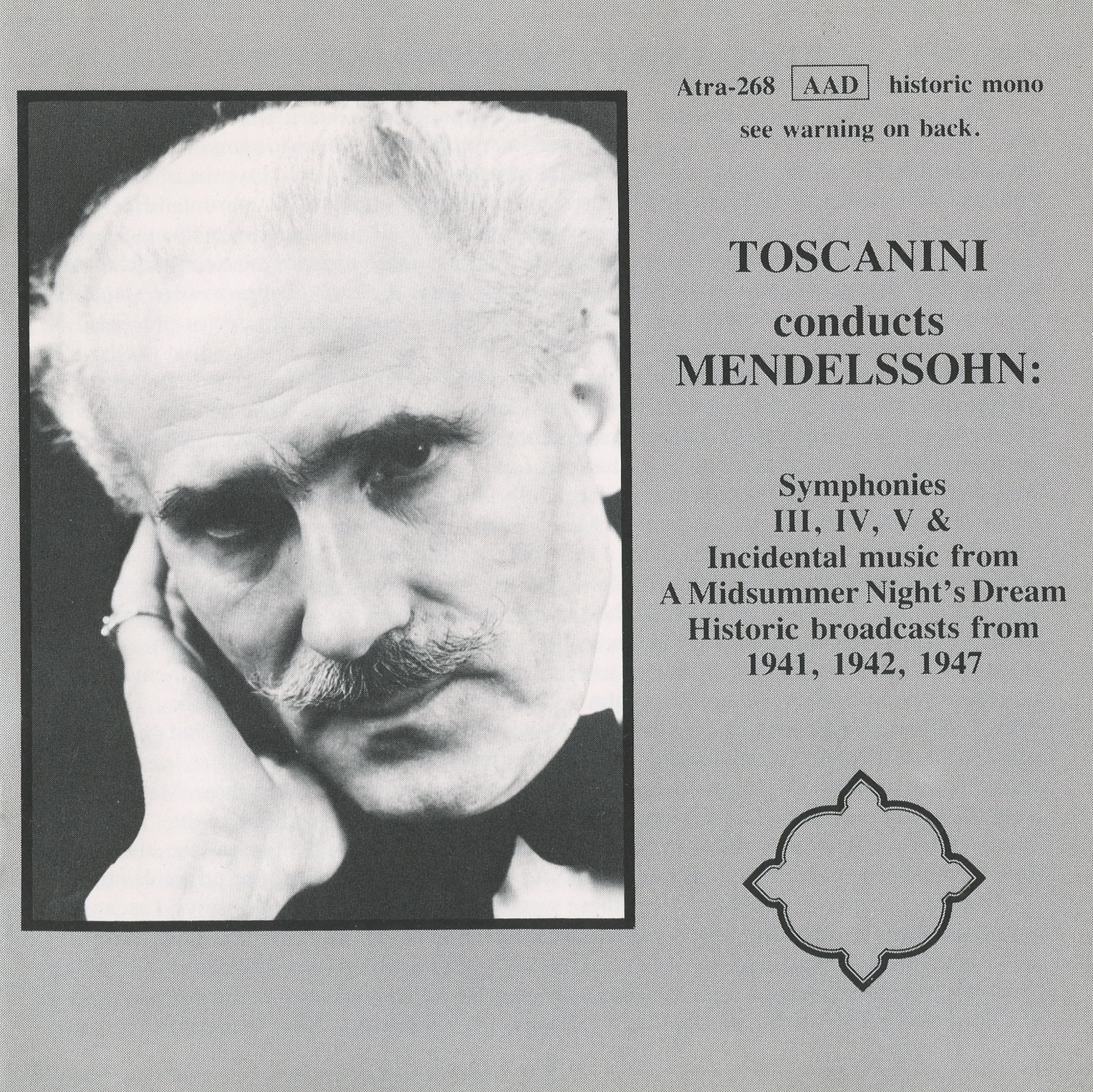 Toscanini conducts Mendelssohn album cover