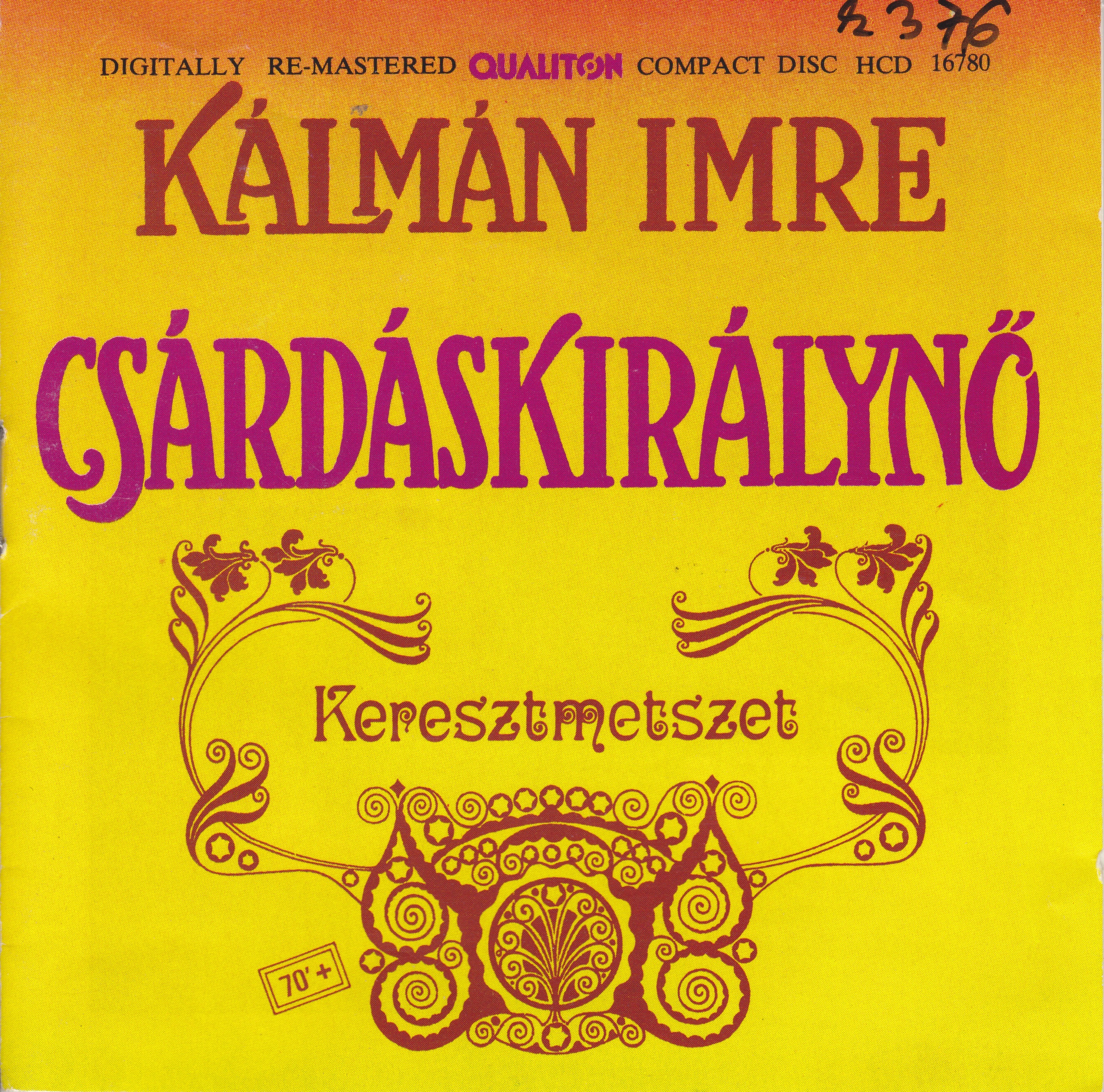 I. Kálmán: Csárdáskirálynő (Keresztmetszet) album cover