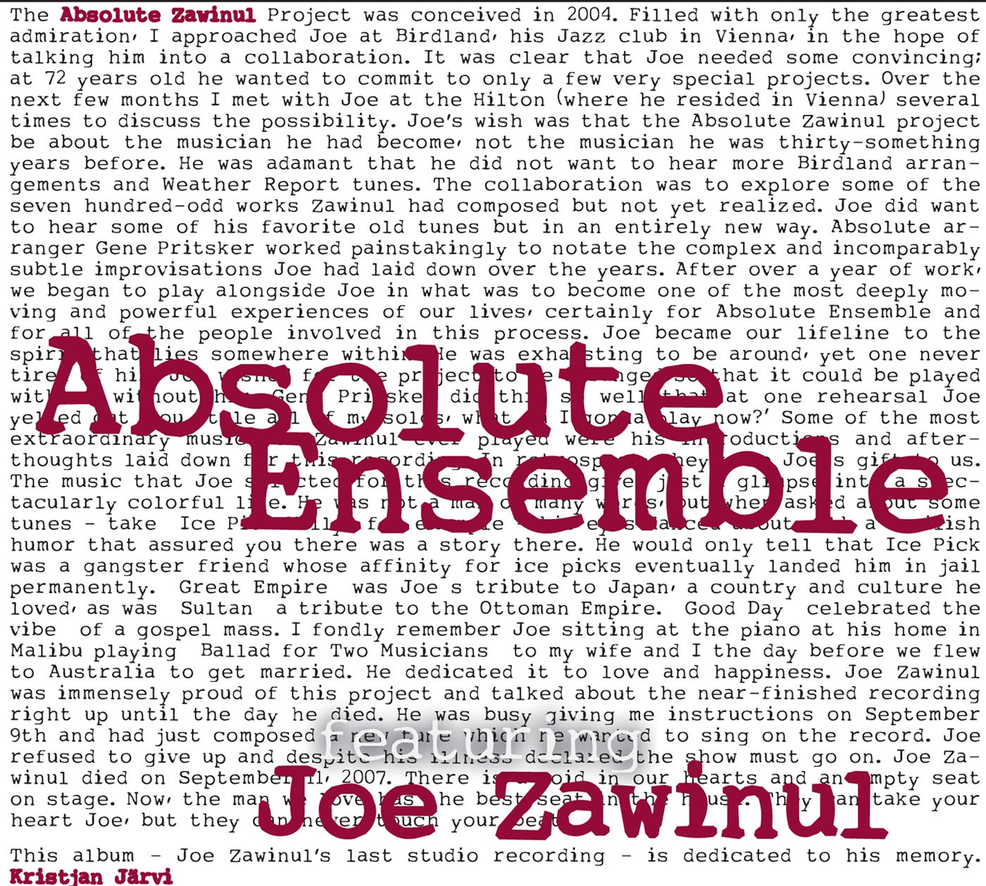 Absolute Zawinul album cover