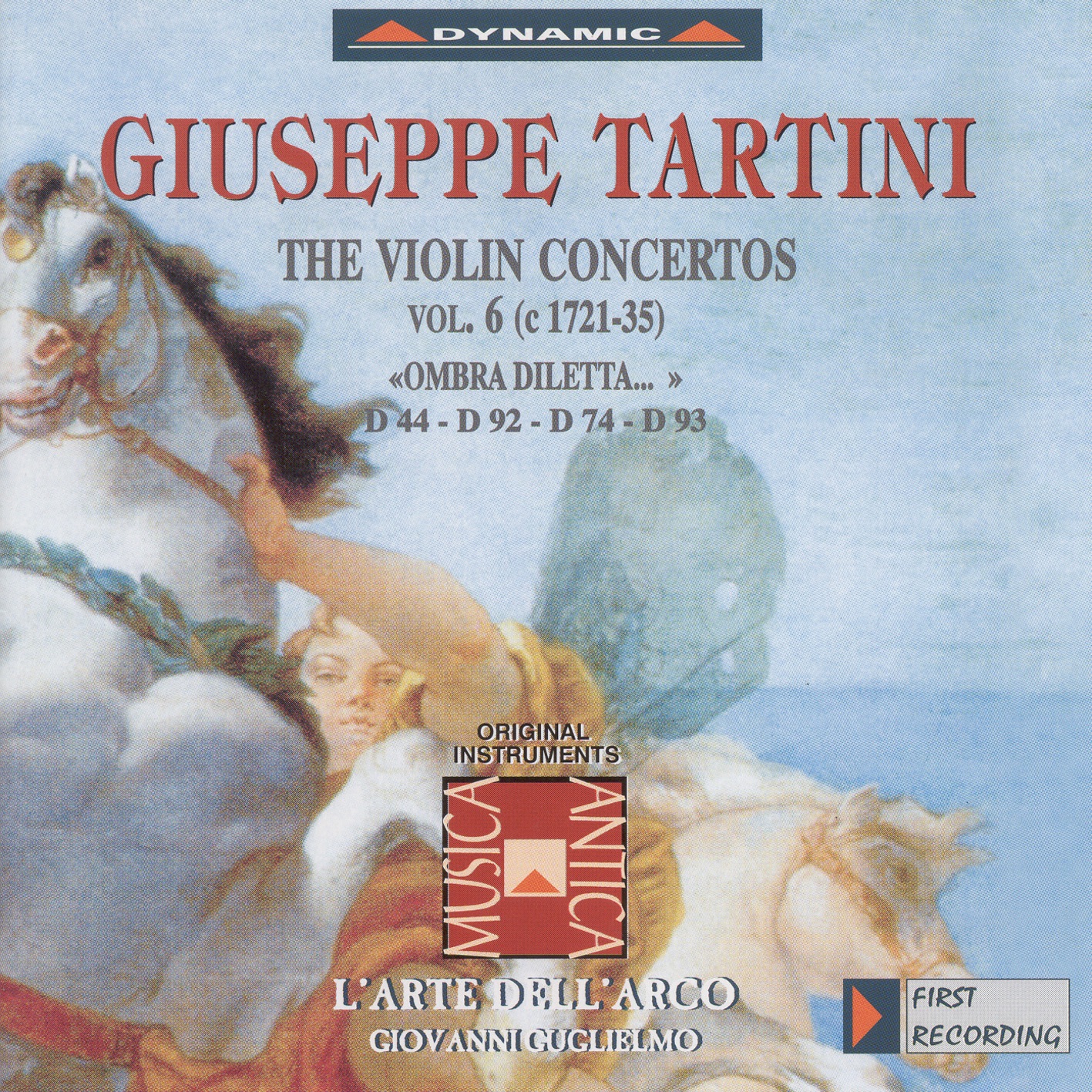 Tartini: Violin Concertos, Vol. 6 - D. 44, "Ombra Diletti", 74, 92, 93 album cover