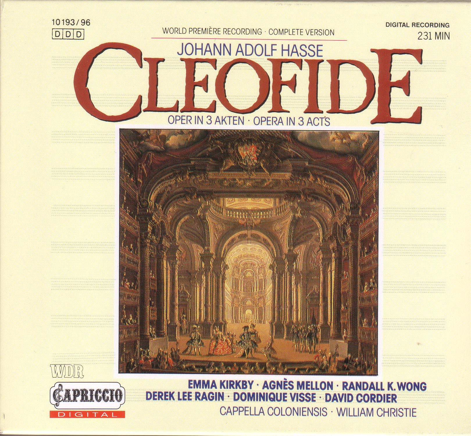 Hasse: Cleofide (Opera) [Kirby] album cover
