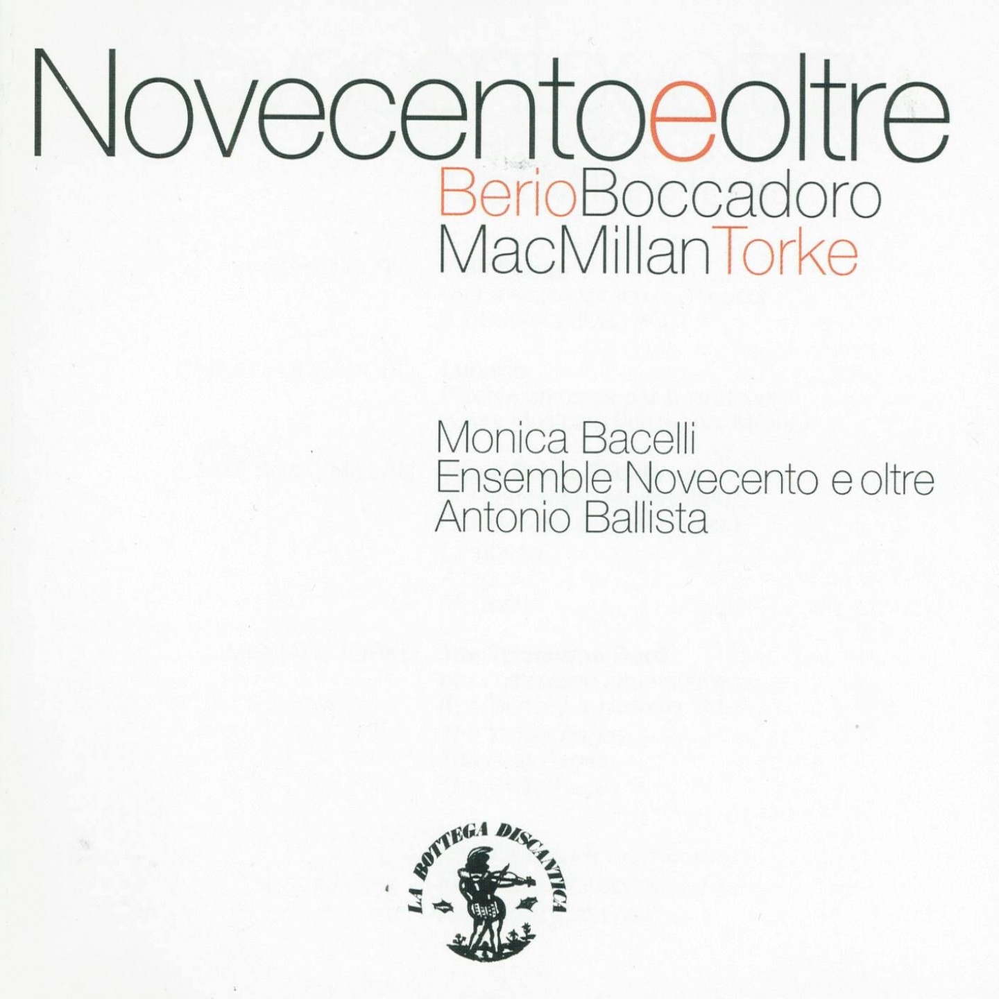 Novecento e oltre: Berio, Boccadoro, Mac Millan, Torke album cover