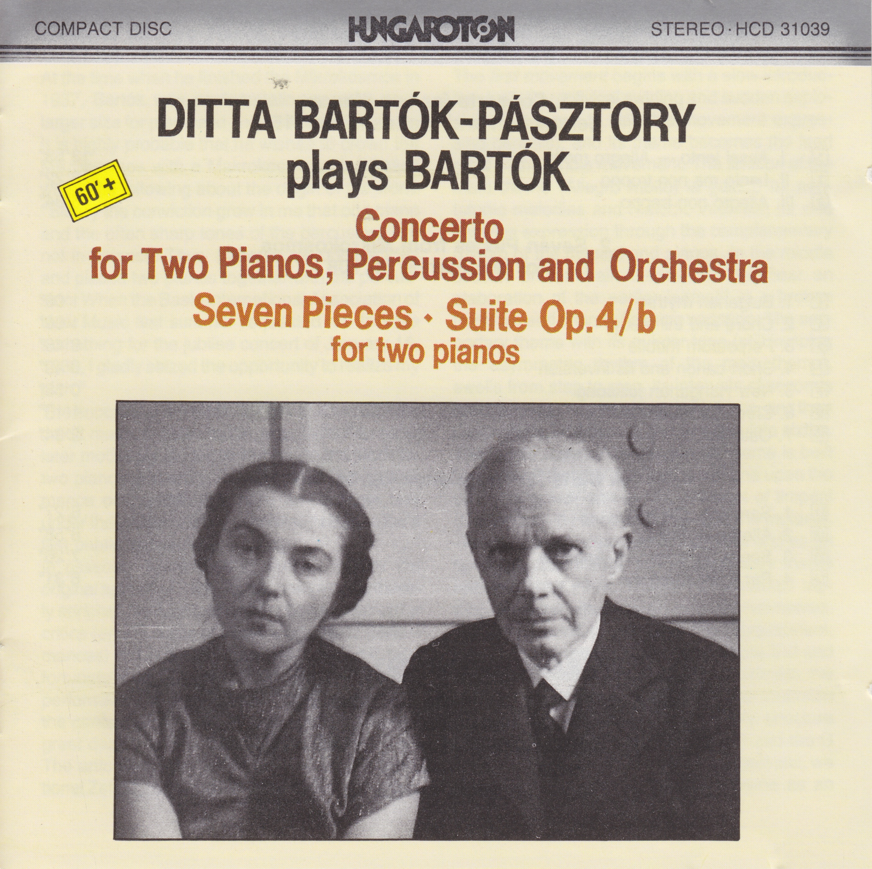 Ditta Bartók-Pásztory plays Bartók album cover