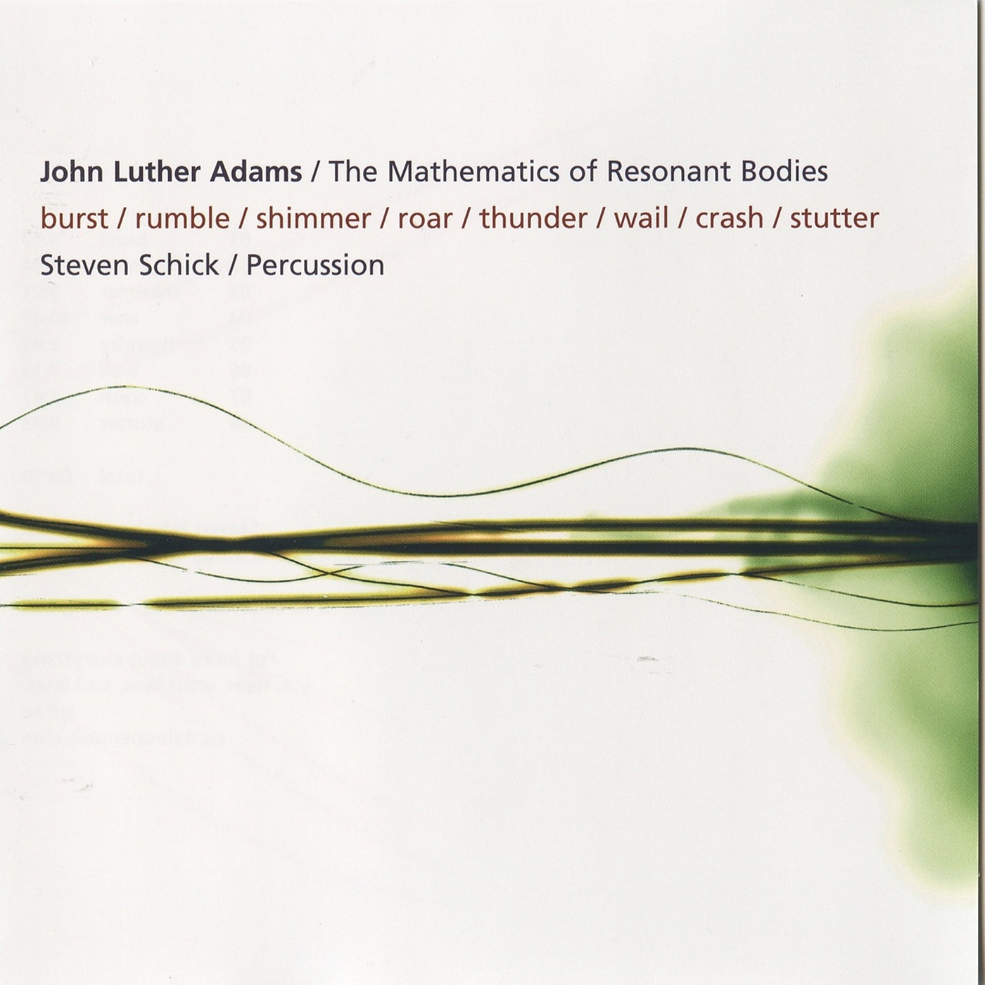John Luther Adams: The Mathematics of Resonant Bodies album cover