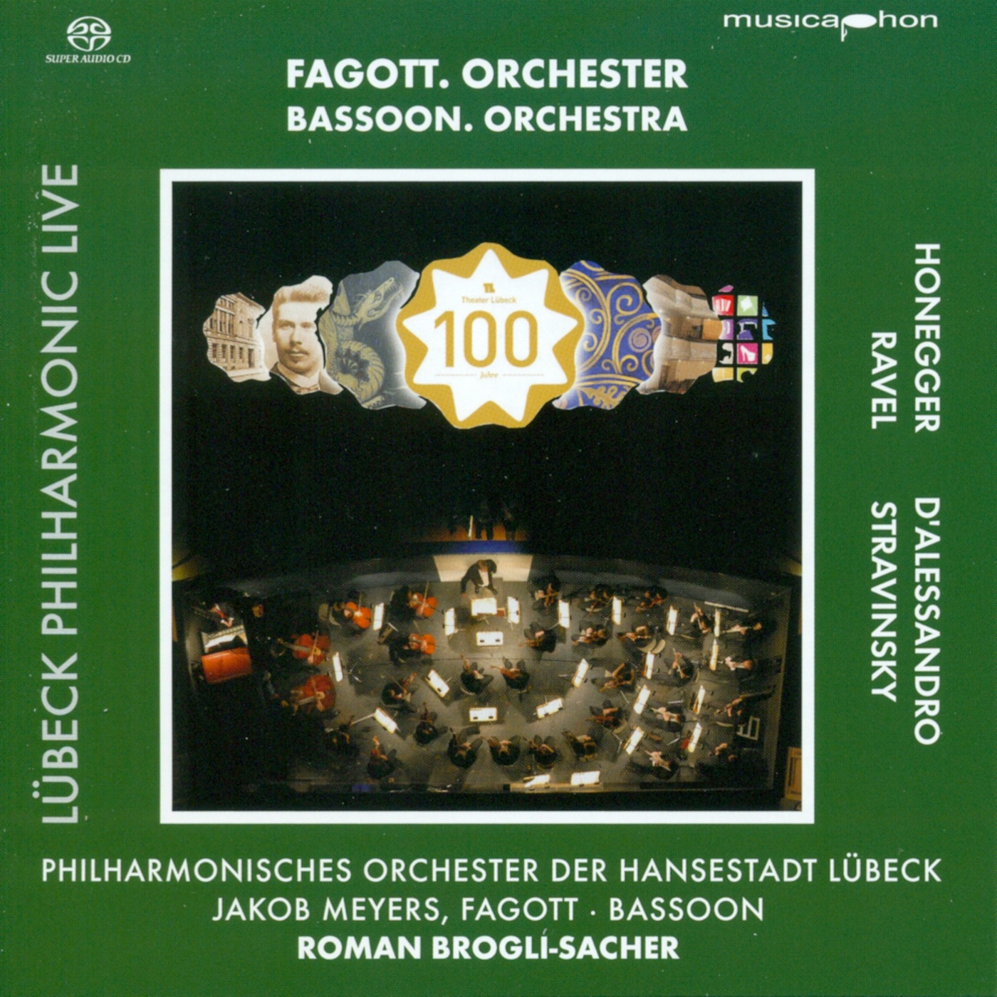 Honegger, A.: Symphony No. 1 - Alessandro, R. D': Bassoon Concerto, Op. 75 (Lubeck Philharmonic Live album cover