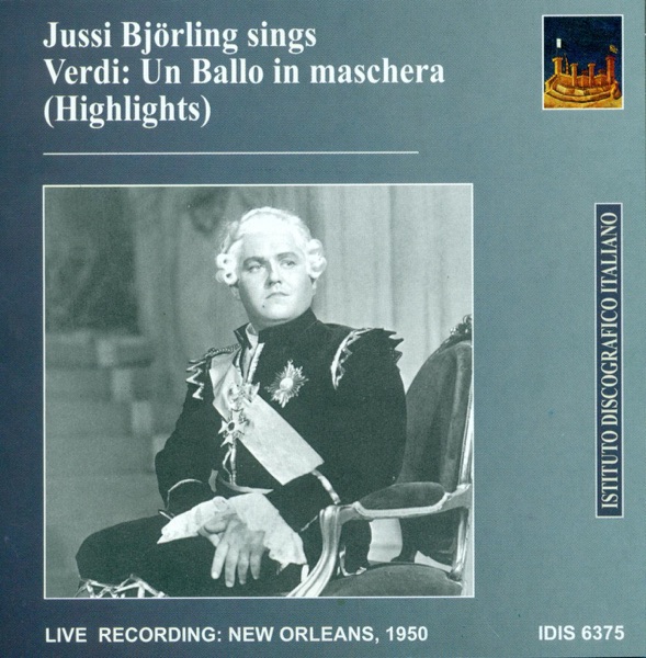 Verdi, G.: Un Ballo in Maschera (Highlights) (Bjorling) (1950) album cover