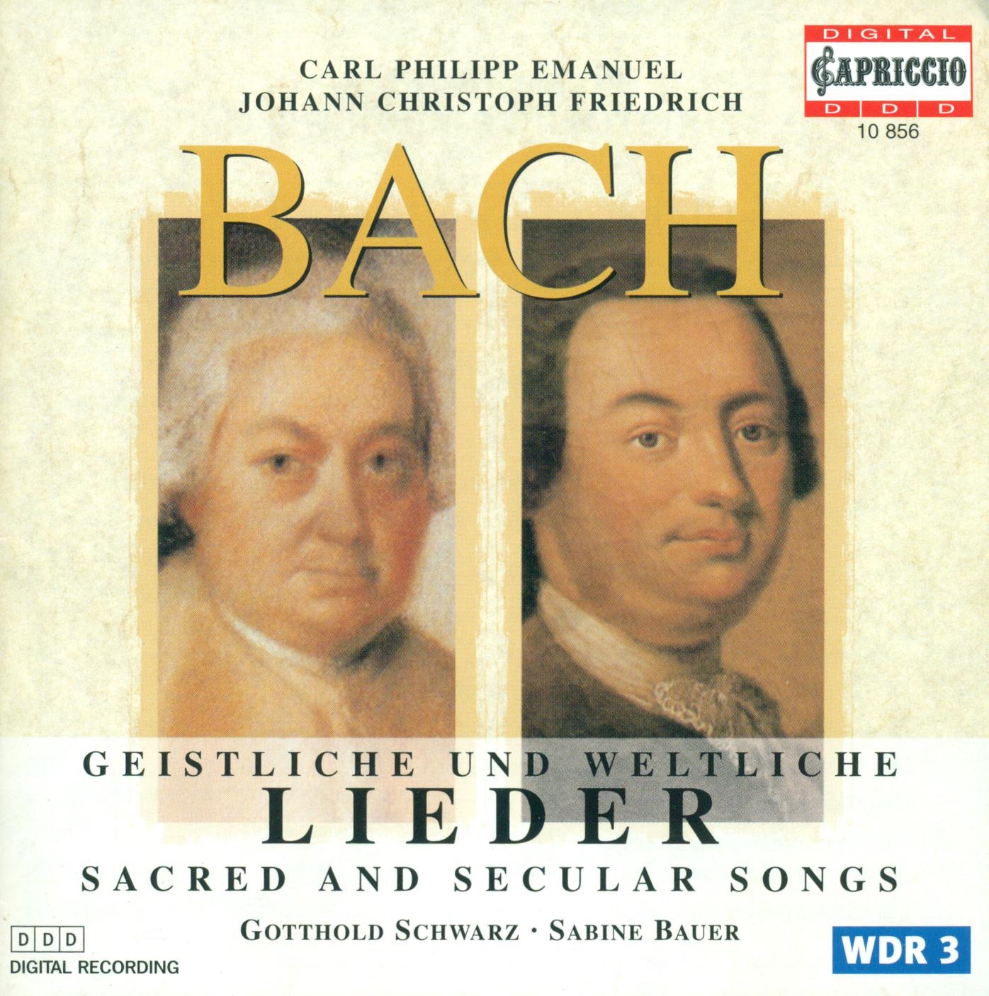 Bach, C.P.E.: Geistliche Gesange - Gellerts Geistliche Oden Und Lieder - Bach, J.C.F.: Musikalisches album cover