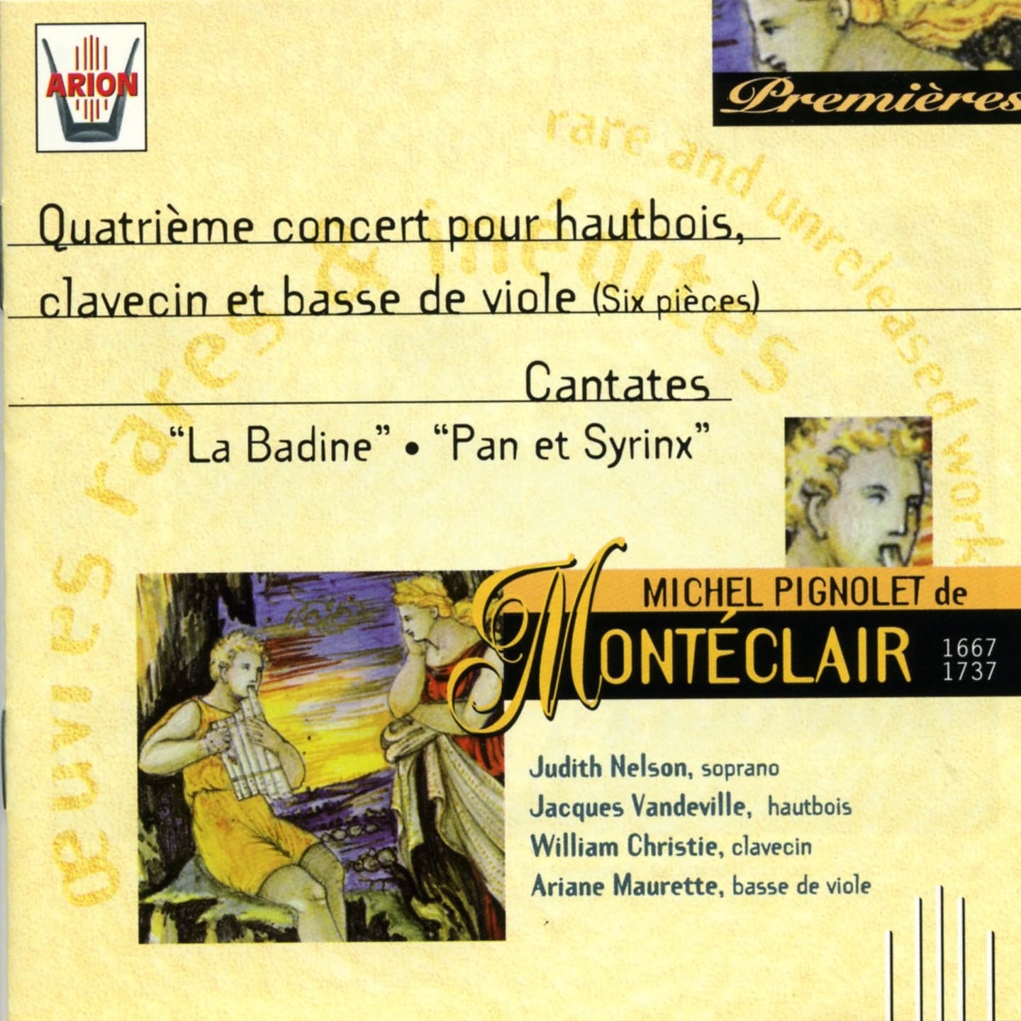 Monteclair : 4ème Concert pour hautbois, clavecin & basse de viole - Cantates album cover