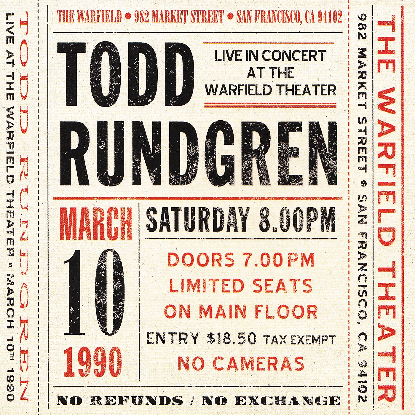 Live at the Warfield Theater, San Francisco: March 10th 1990 (Live) album cover