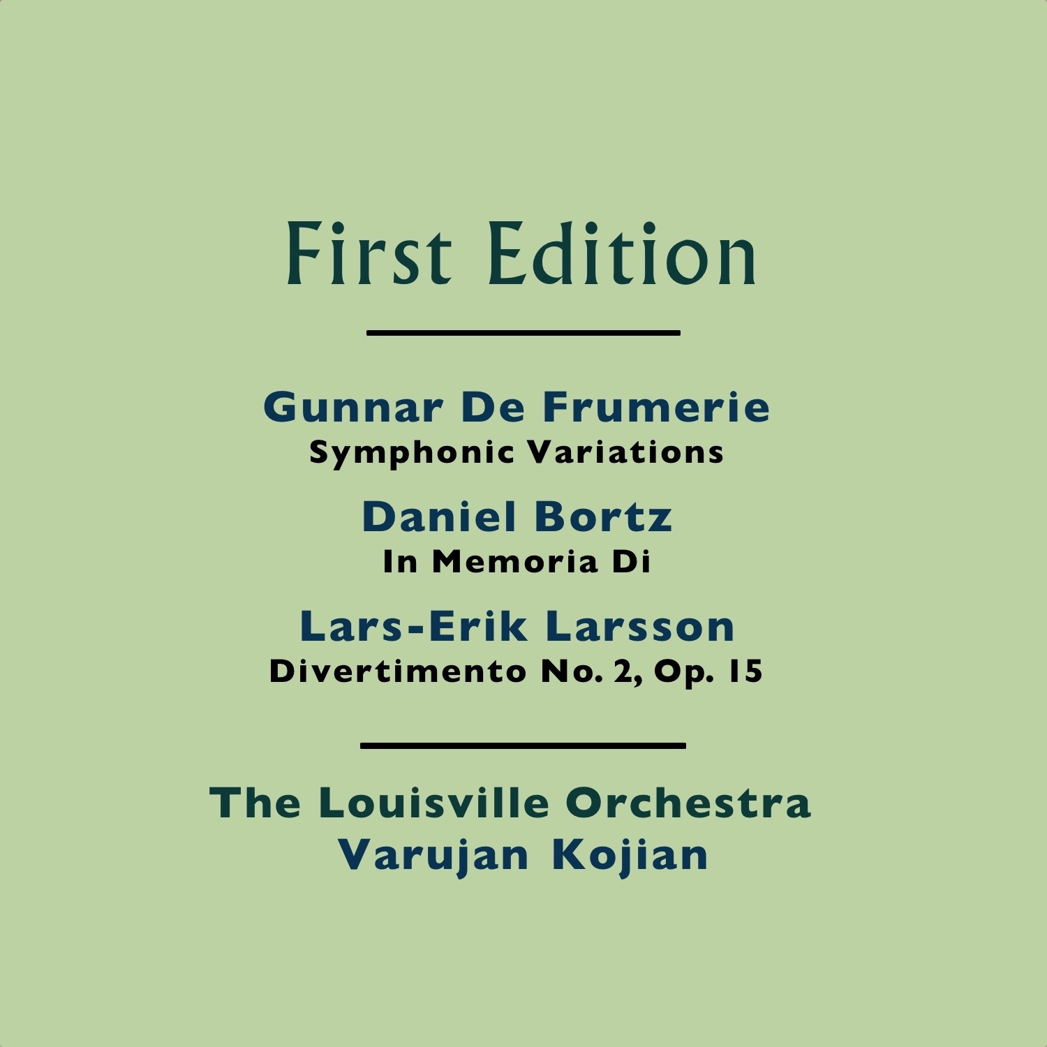 Gunnar de Frumerie: Symphonic Variations - Daniel Bortz: In Memoria Di - Lars-Erik Larsson: Divertim album cover