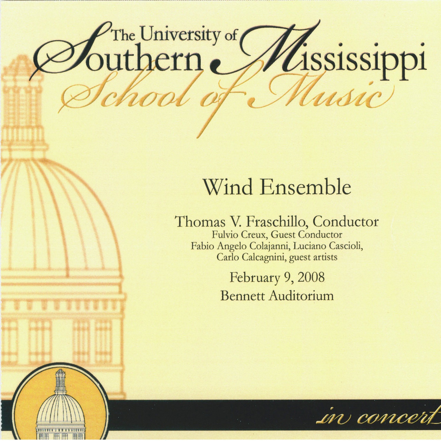 The University of Southern Mississippi Wind Ensemble in Concert 02-09-2008 album cover