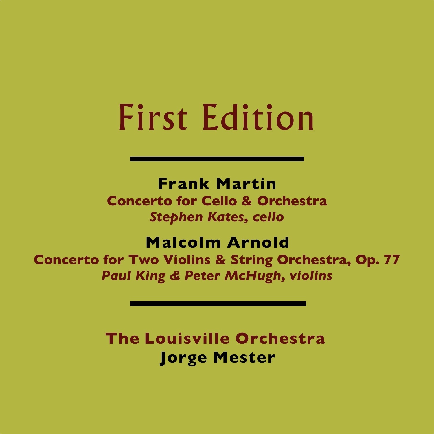 Frank Martin: Concerto for Cello and Orchestra - Malcolm Arnold: Concerto for Two Violins and String album cover
