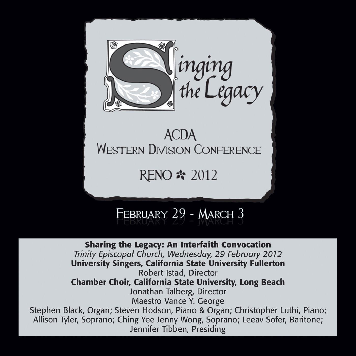 2012 American Choral Directors Association, Western Division (ACDA): Sharing the Legacy (An Interfai album cover