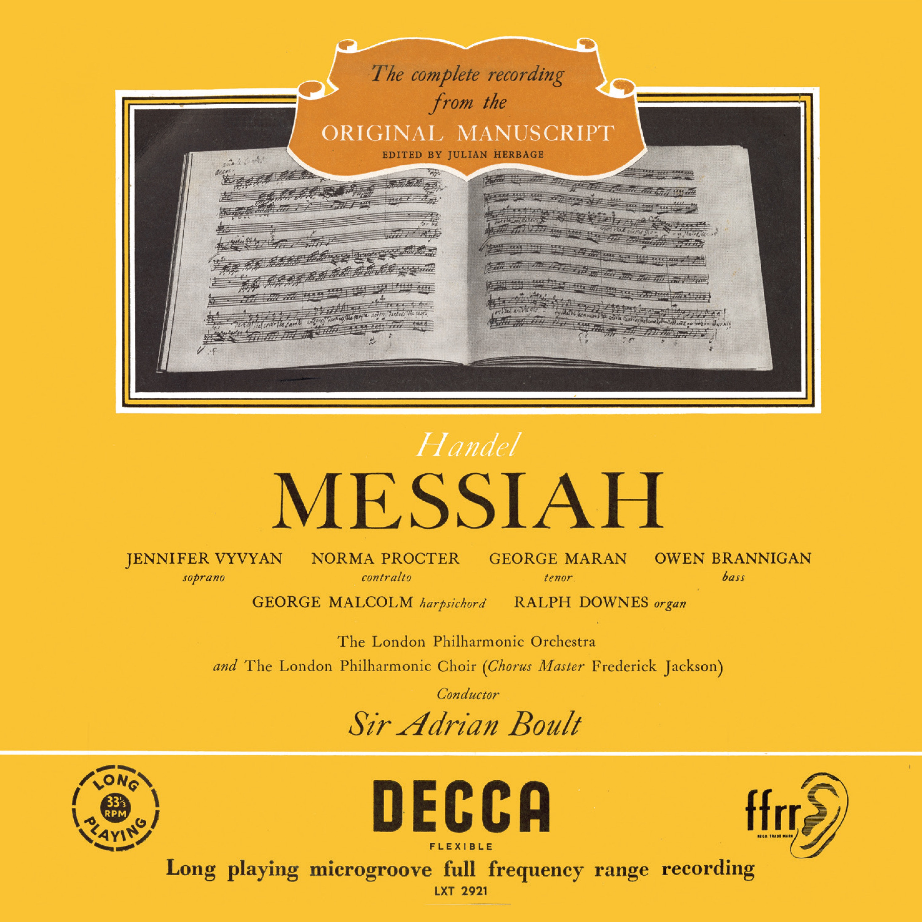 Handel: Messiah (Adrian Boult – The Decca Legacy II, Vol. 1) album cover