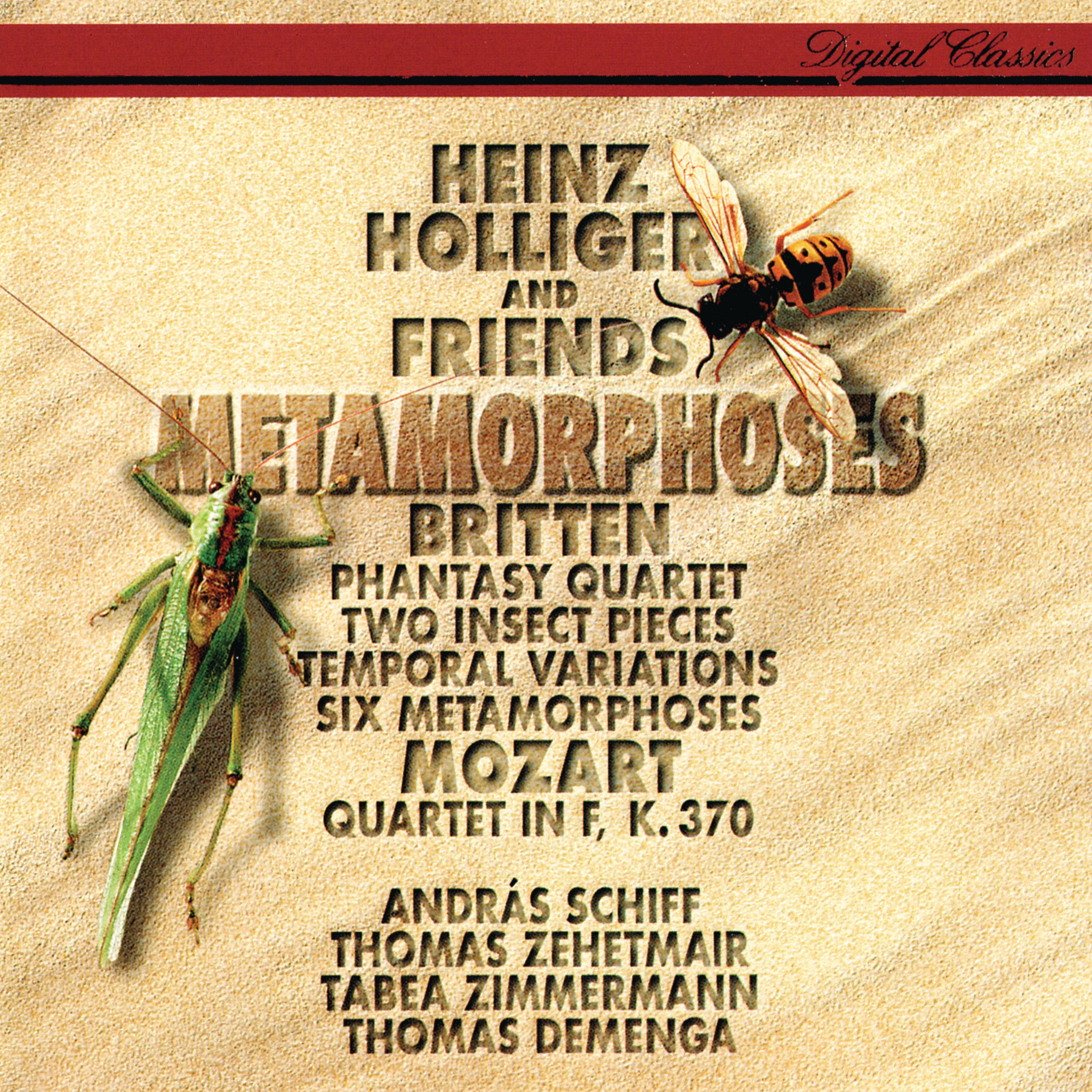Britten: 6 Metamorphoses After Ovid, Temporal Variations, Phantasy, 2 Insect Pieces - Mozart: Oboe Q album cover