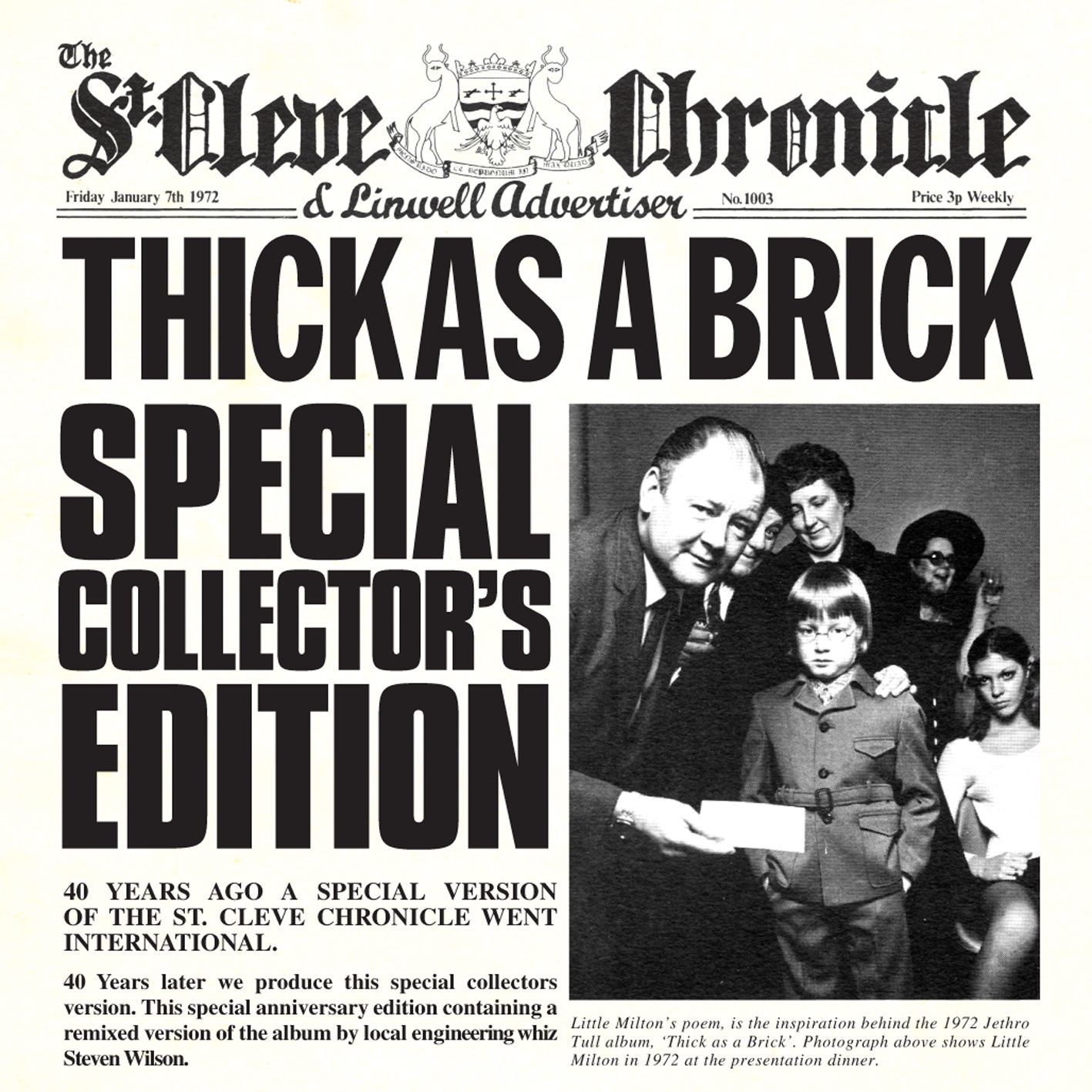 Thick As A Brick (40th Anniversary Special Collector's Edition) [2012 Steven Wilson Stereo Remix] album cover