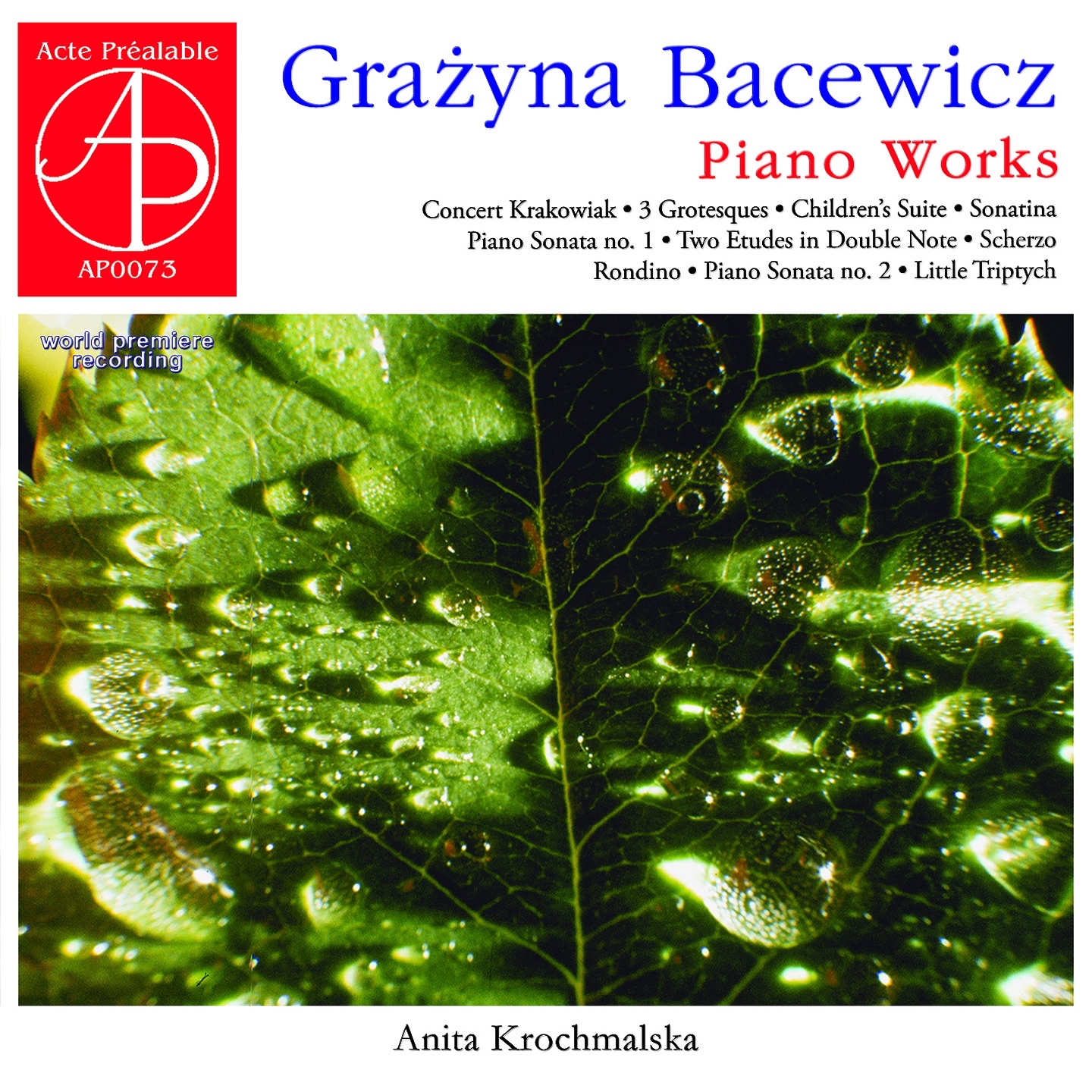 Grażyna Bacewicz: Piano Works (World Premiere Recording) album cover