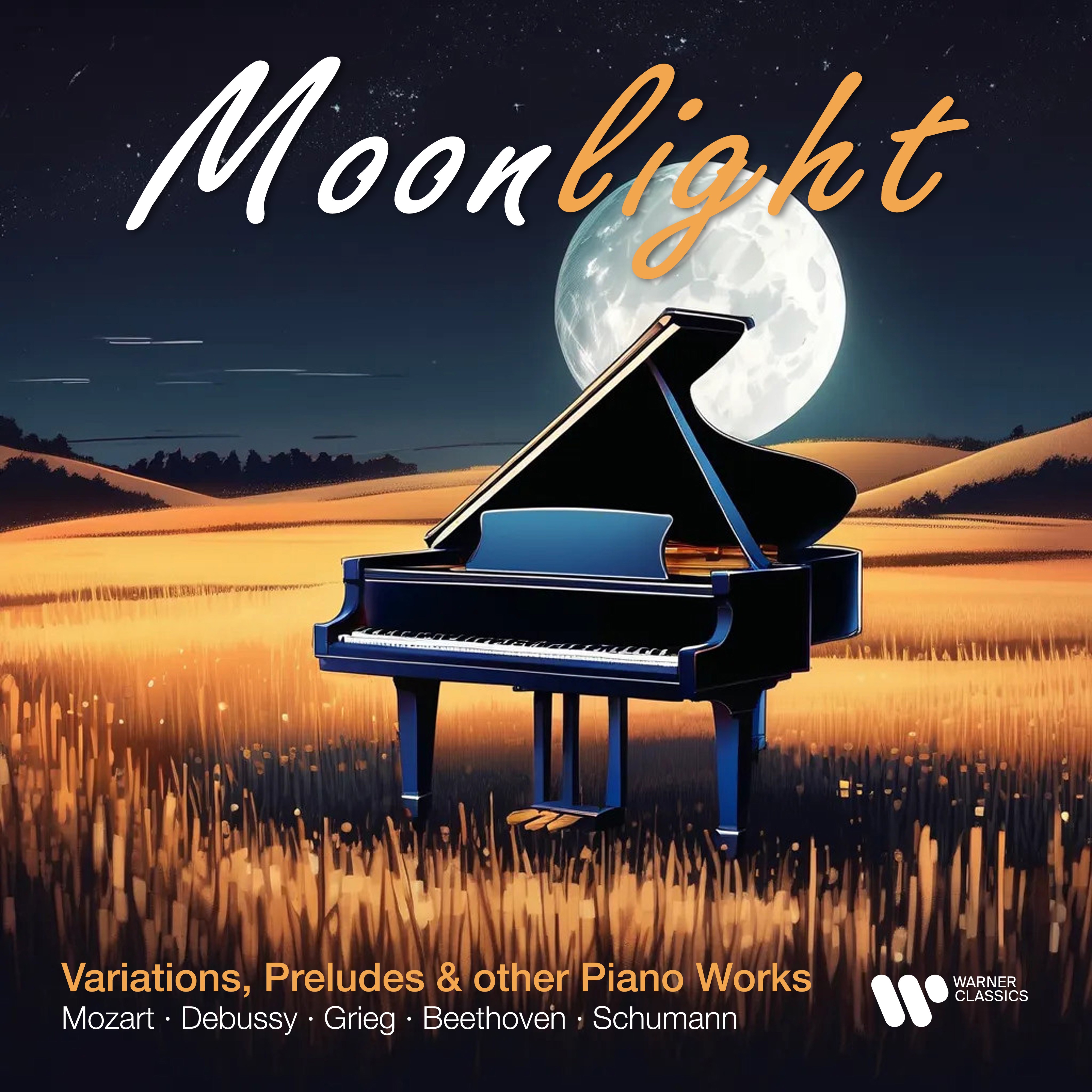 Moonlight. Variations, Preludes and Other Piano Works by Mozart, Debussy, Grieg, Beethoven & Schuman album cover