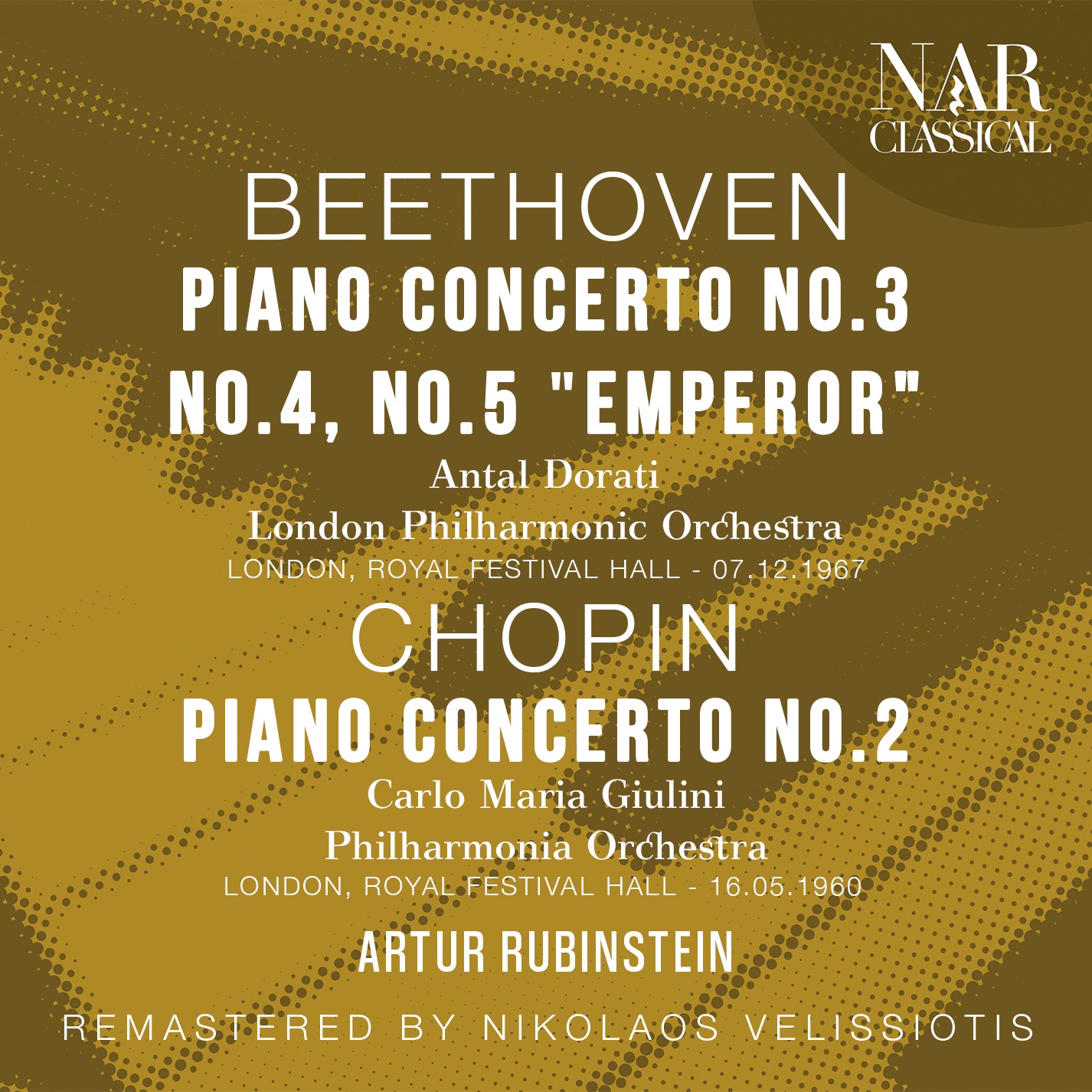 BEETHOVEN: PIANO CONCERTO No. 3, No. 4, No. 5 "EMPEROR"; CHOPIN: PIANO CONCERTO No. 2 album cover