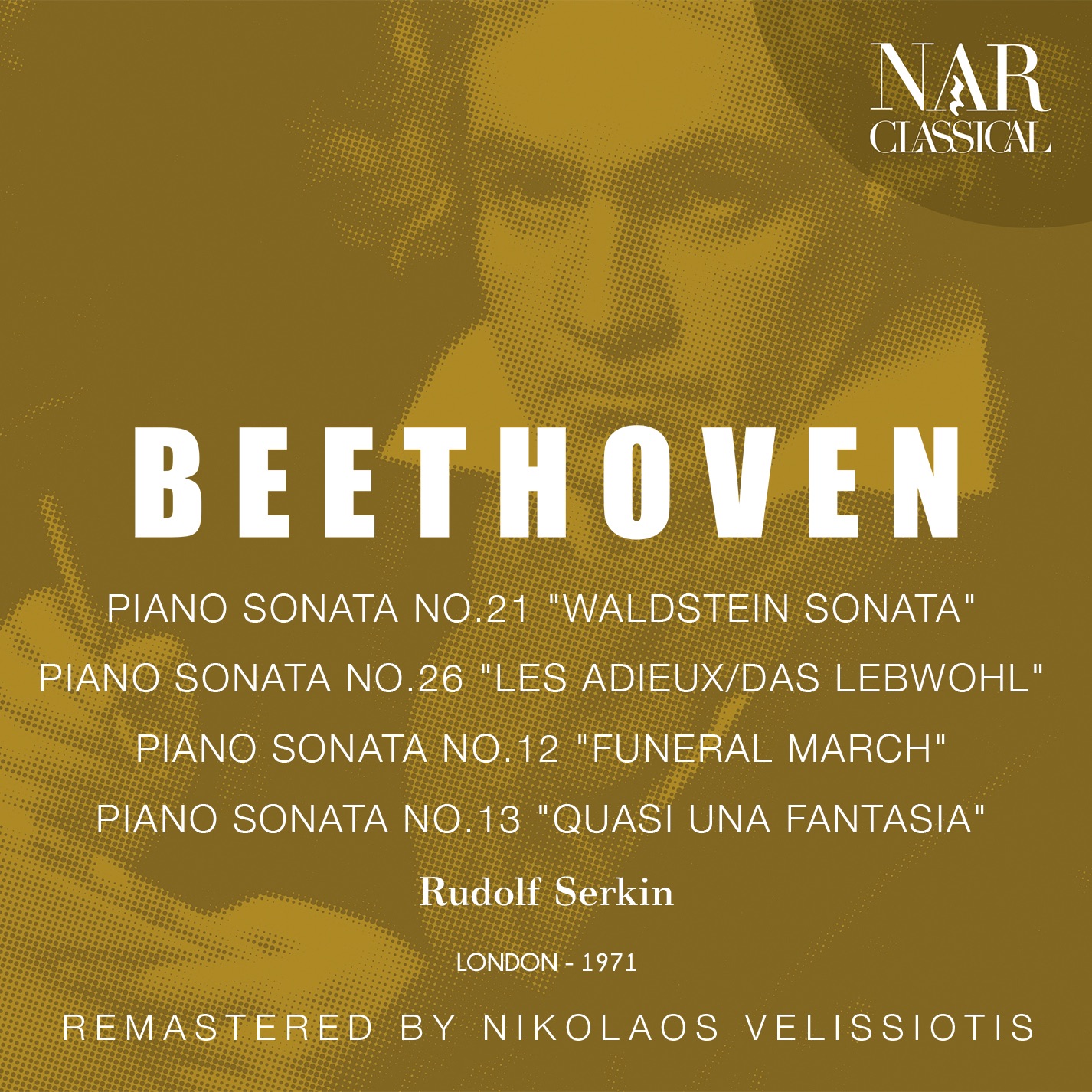 BEETHOVEN: PIANO SONATA No. 21 "WALDSTEIN SONATA", PIANO SONATA No. 26 "LES ADIEUX/DAS LEBWOHL", PIA album cover