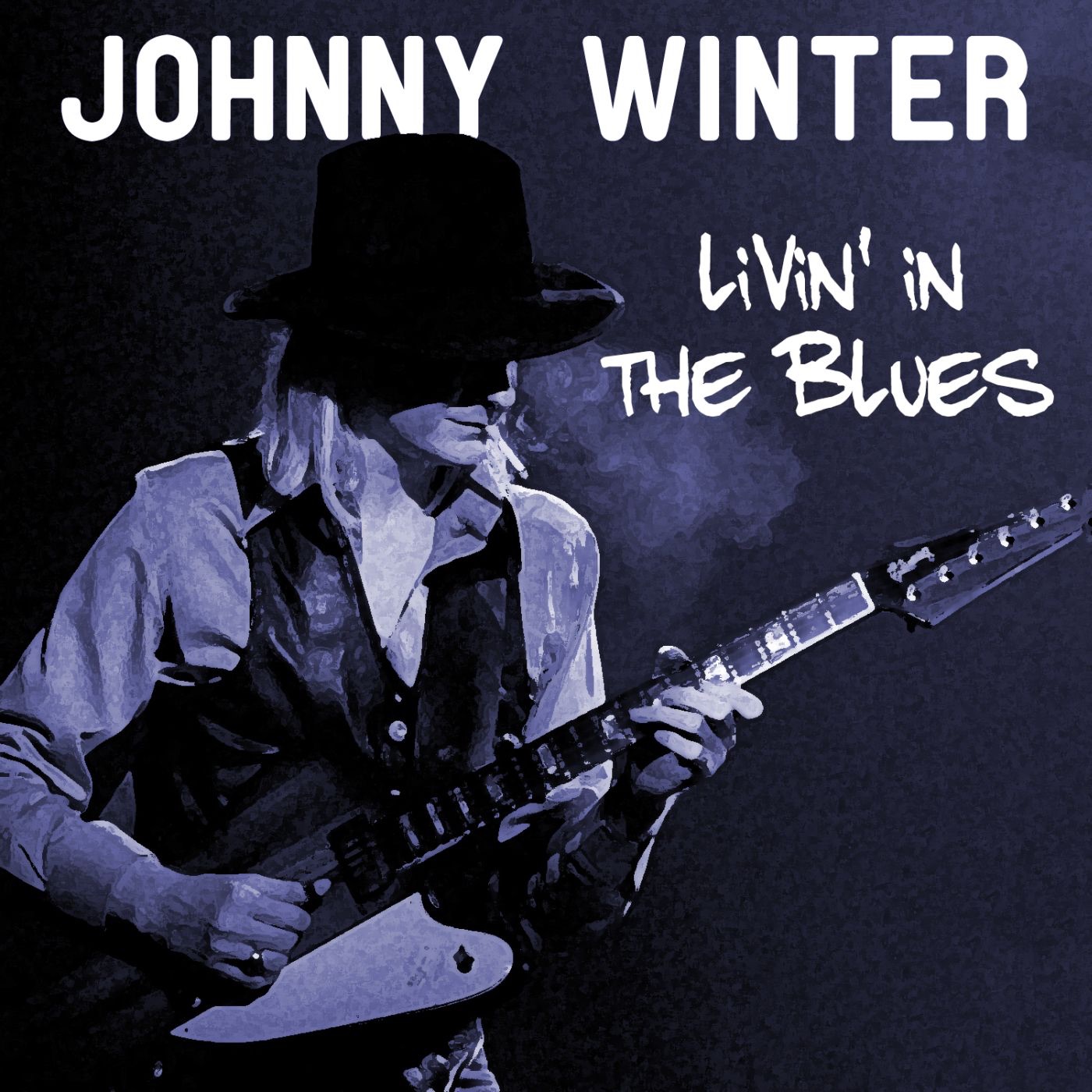 Johnny Winter Livin' in the Blues album cover