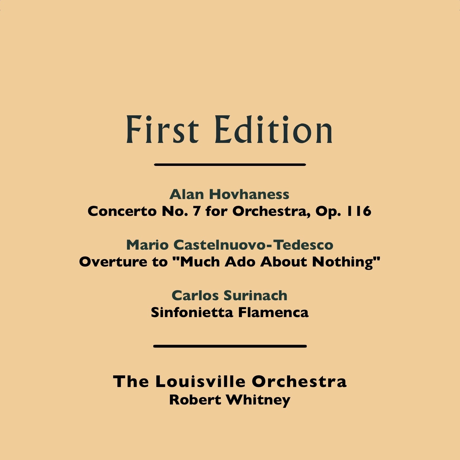Alan Hovhaness: Concerto No. 7 for Orchestra, Op. 116 - Mario Castelnuovo-Tedesco: Overture to "Much album cover