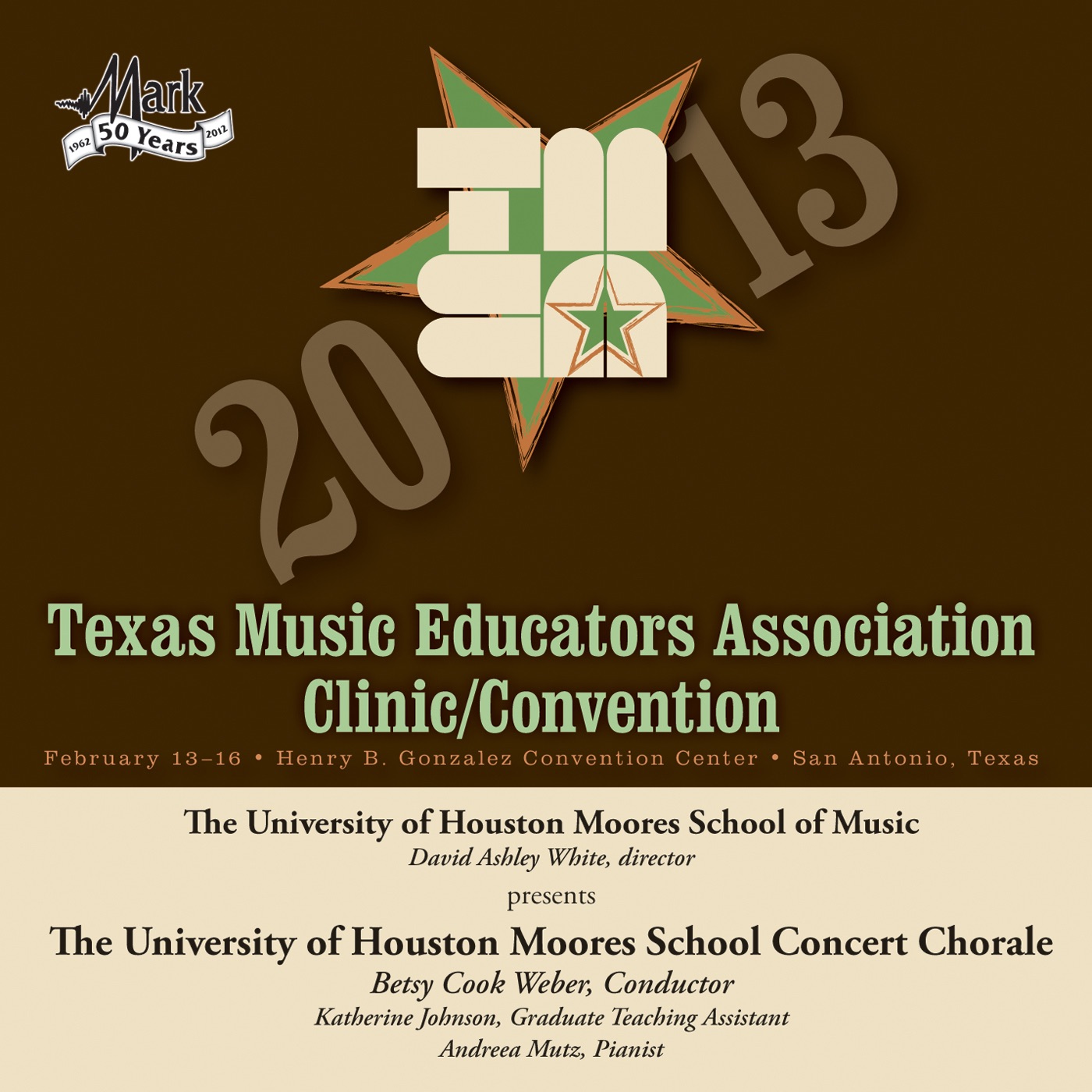 2013 Texas Music Educators Association (TMEA): University of Houston Moores School Concert Chorale album cover
