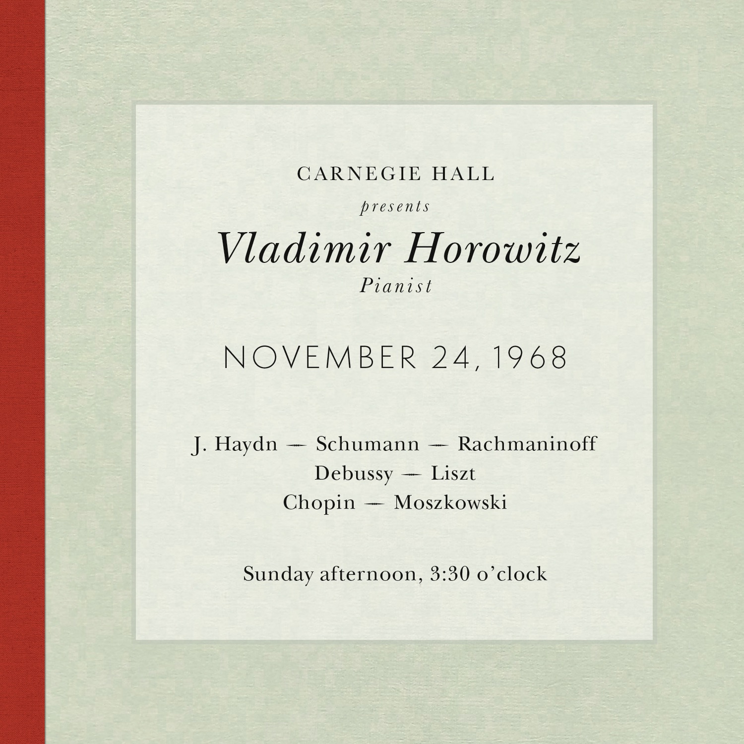 Vladimir Horowitz live at Carnegie Hall - Recital November 24, 1968: Haydn, Schumann, Rachmaninoff,  album cover
