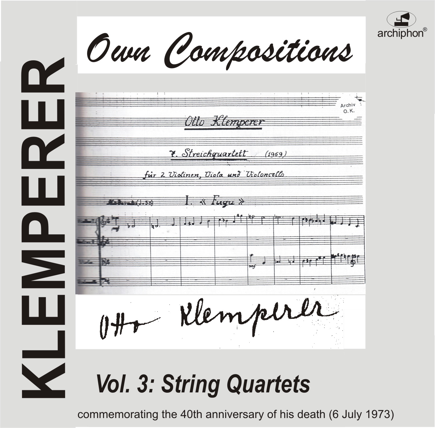 Klemperer: Own Compositions, Vol. 3 (String Quartets) album cover